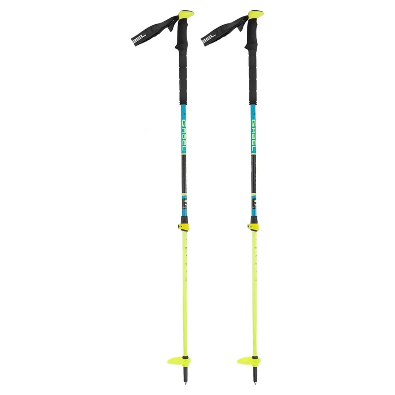 Gabel Altaquota Adjustable Ski Touring Pole 83-142cm in Black/Yel/Blue