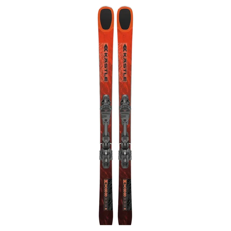 Kastle MX88 Skis + K12 GW Bindings in Orange/Black
