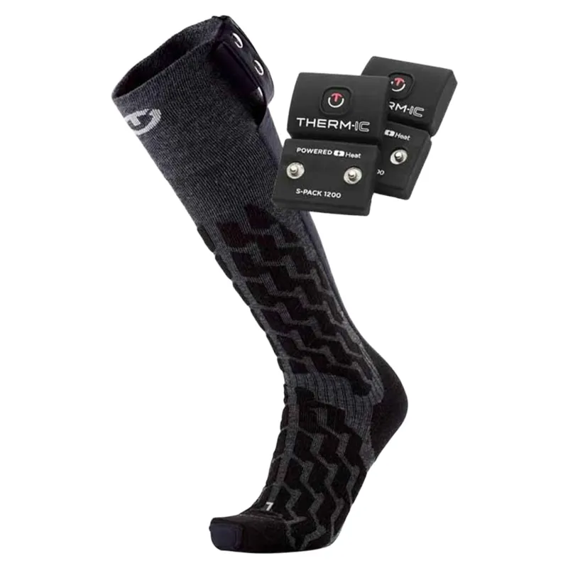 Therm-Ic Heat Fusion Uni Heated Ski Socks + S1200 in Black