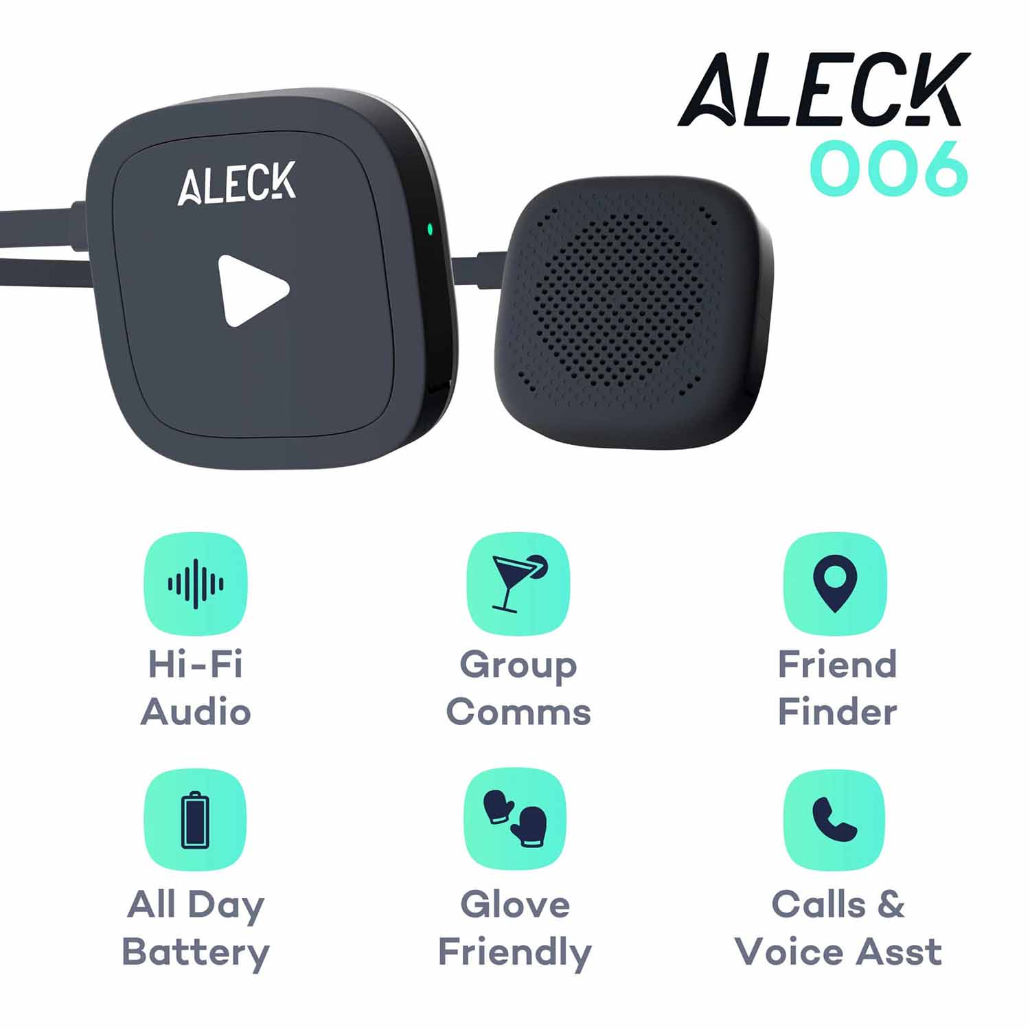 Aleck 006 Wireless 2Pack Helmet Audio & Communication Kit Anything